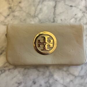 Tory Burch Gold Accent Cream Wristlet